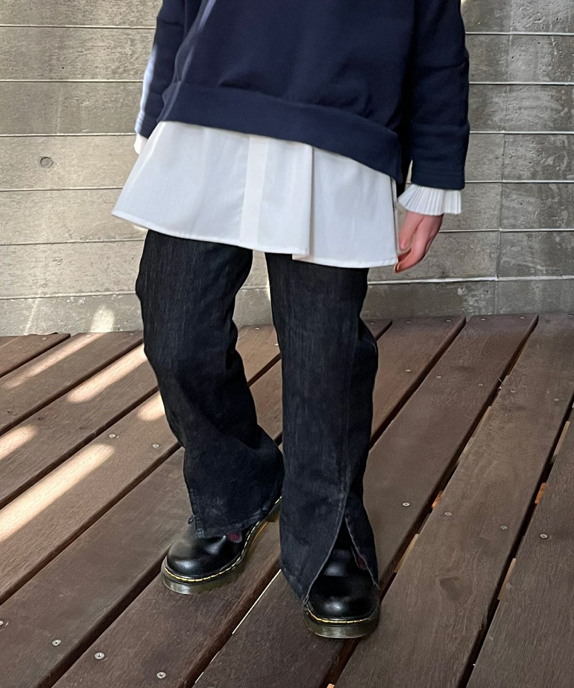 Stretchy Denim Slits Pants