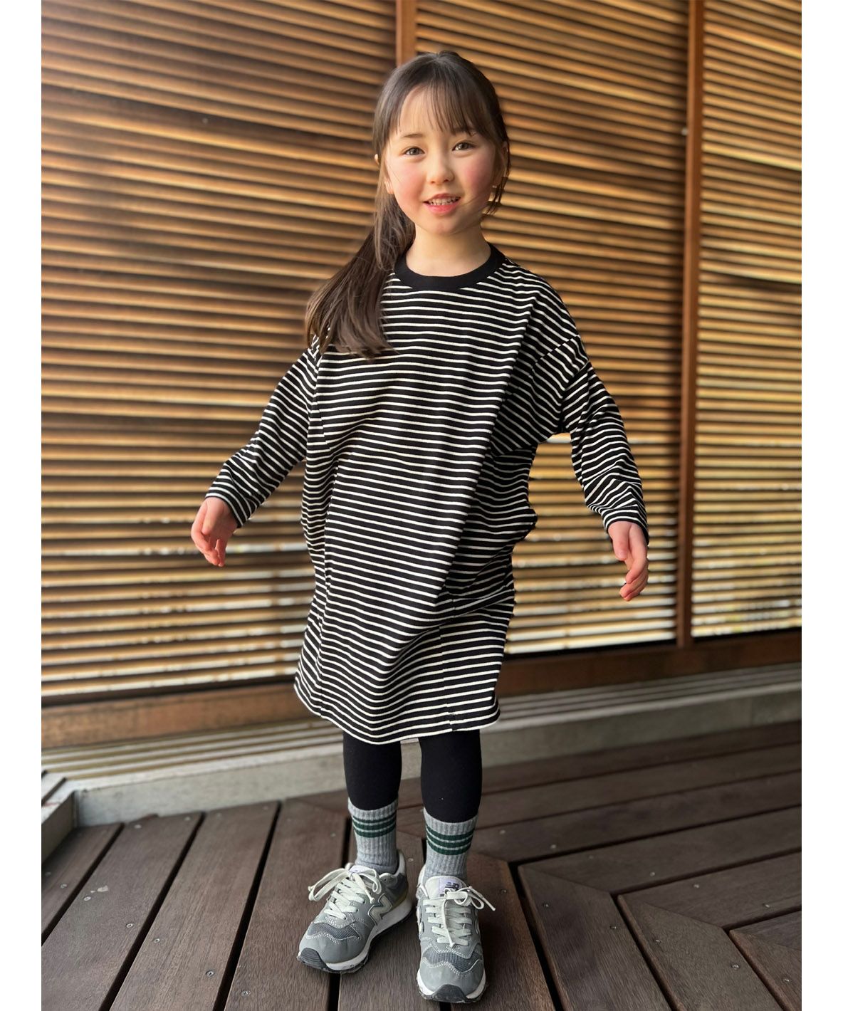 Striped FOCUS Tent-silhouette L/S Dress