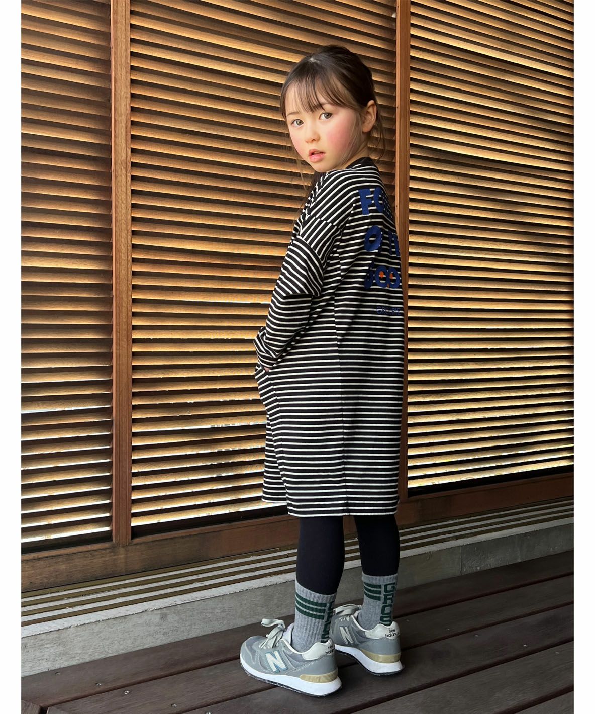 Striped FOCUS Tent-silhouette L/S Dress