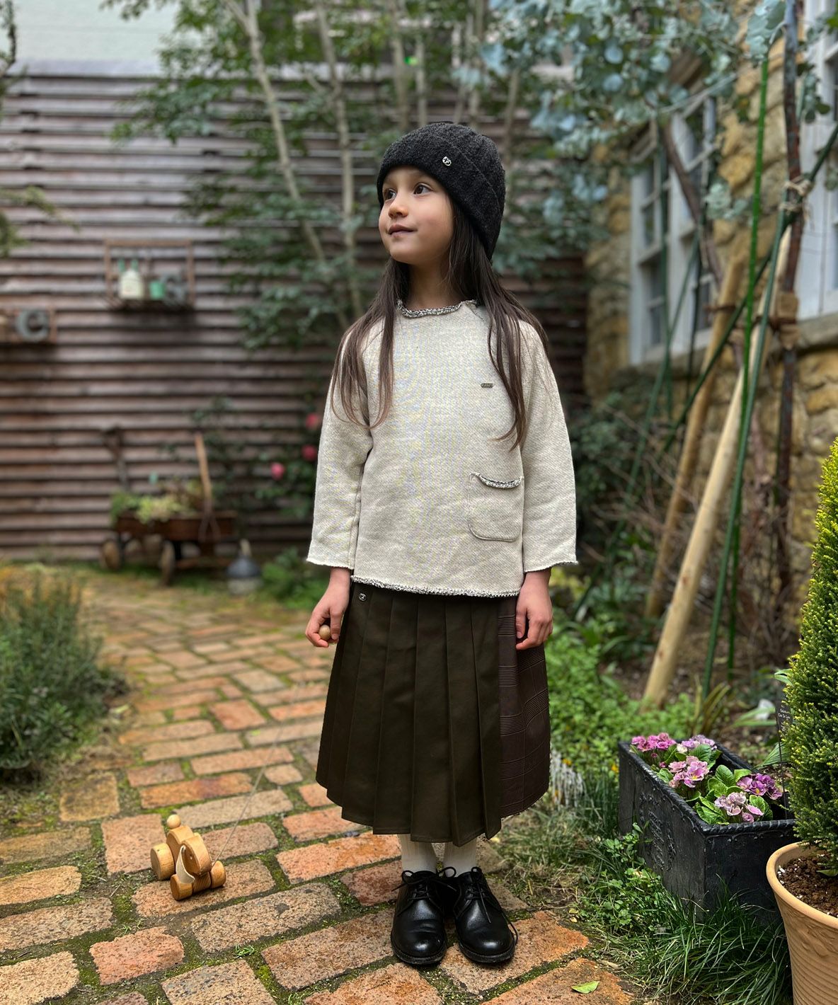 Twill and Pleated Switching Dress