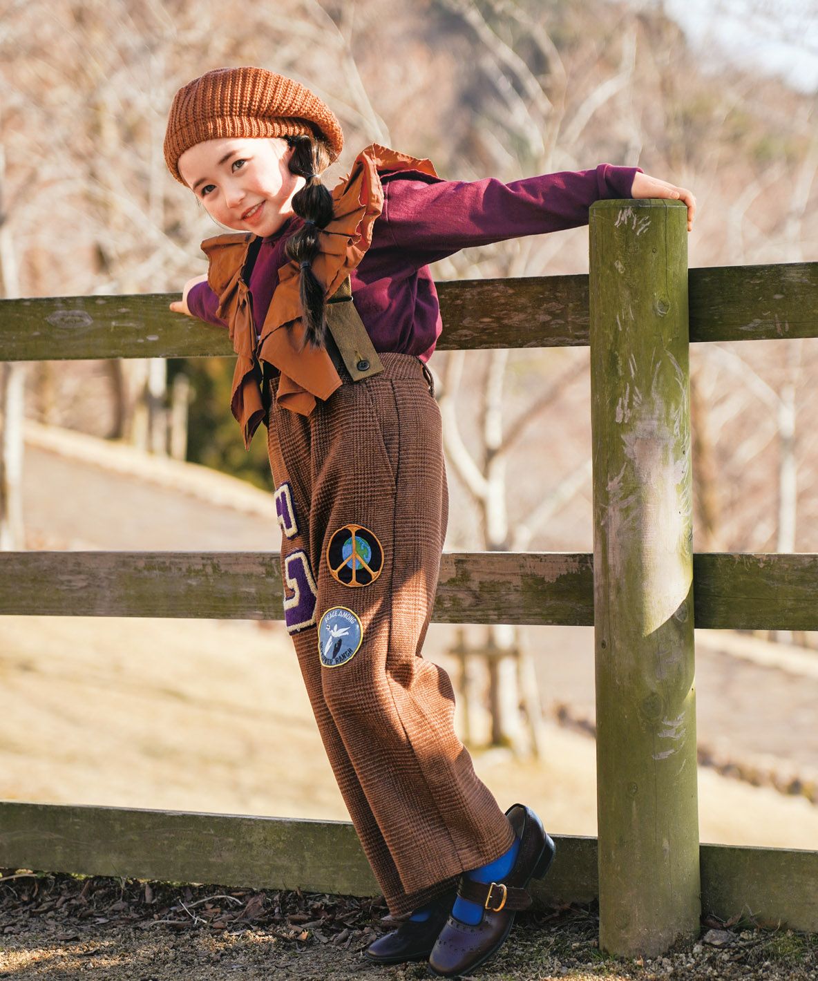 Tweed Glencheck Suspenders Pants