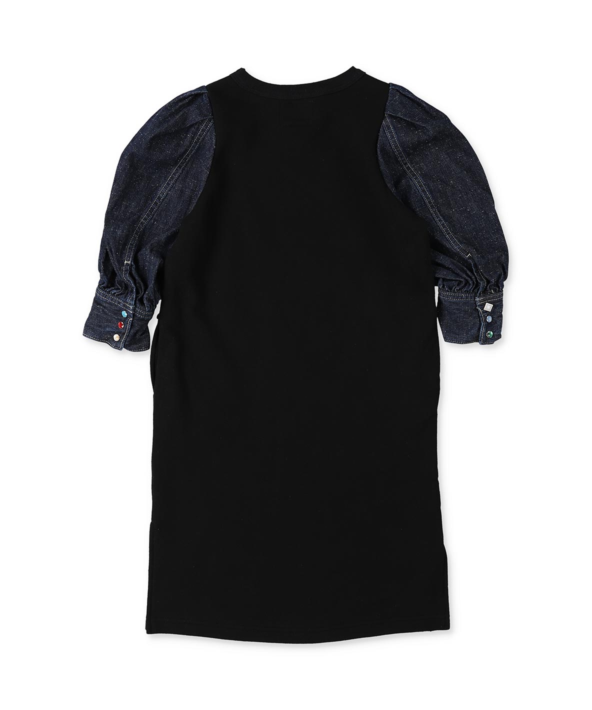 Vintage Denim Balloon-sleeve Dress