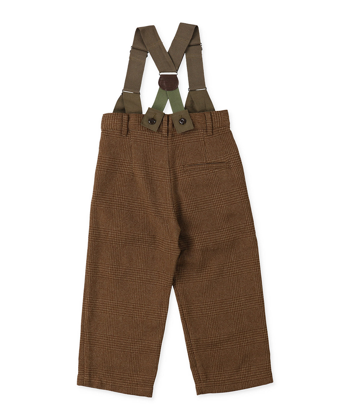 Tweed Glencheck Suspenders Pants