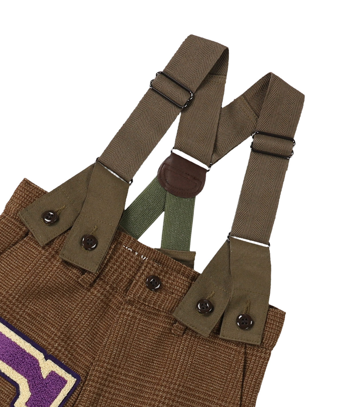 Tweed Glencheck Suspenders Pants