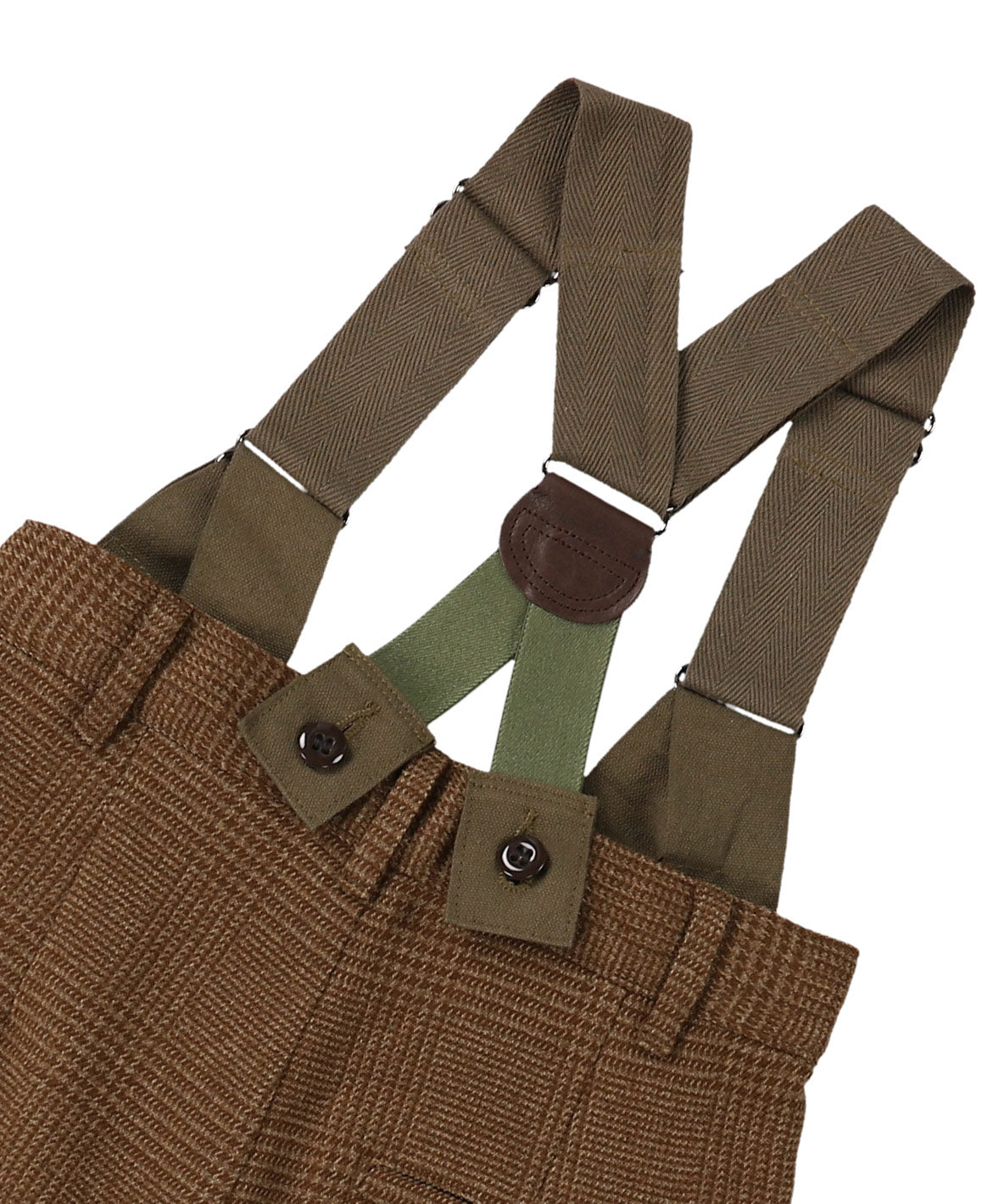 Tweed Glencheck Suspenders Pants