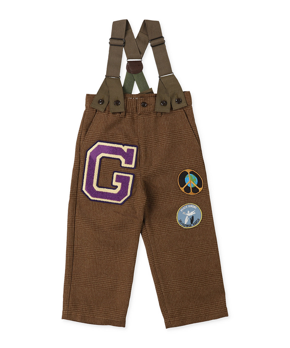 Tweed Glencheck Suspenders Pants