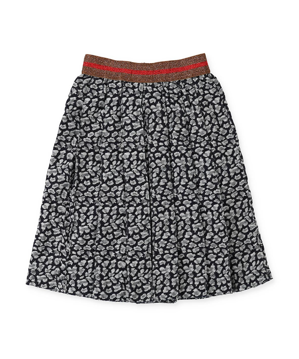 Indigo Leopard Pleats Skirt