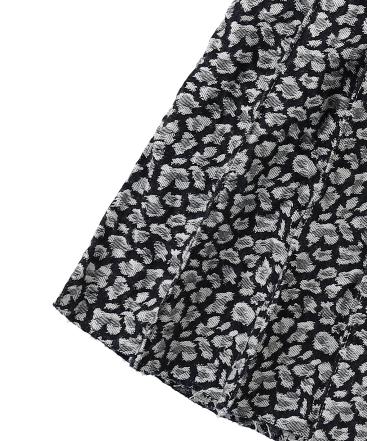 Indigo Leopard Pleats Skirt