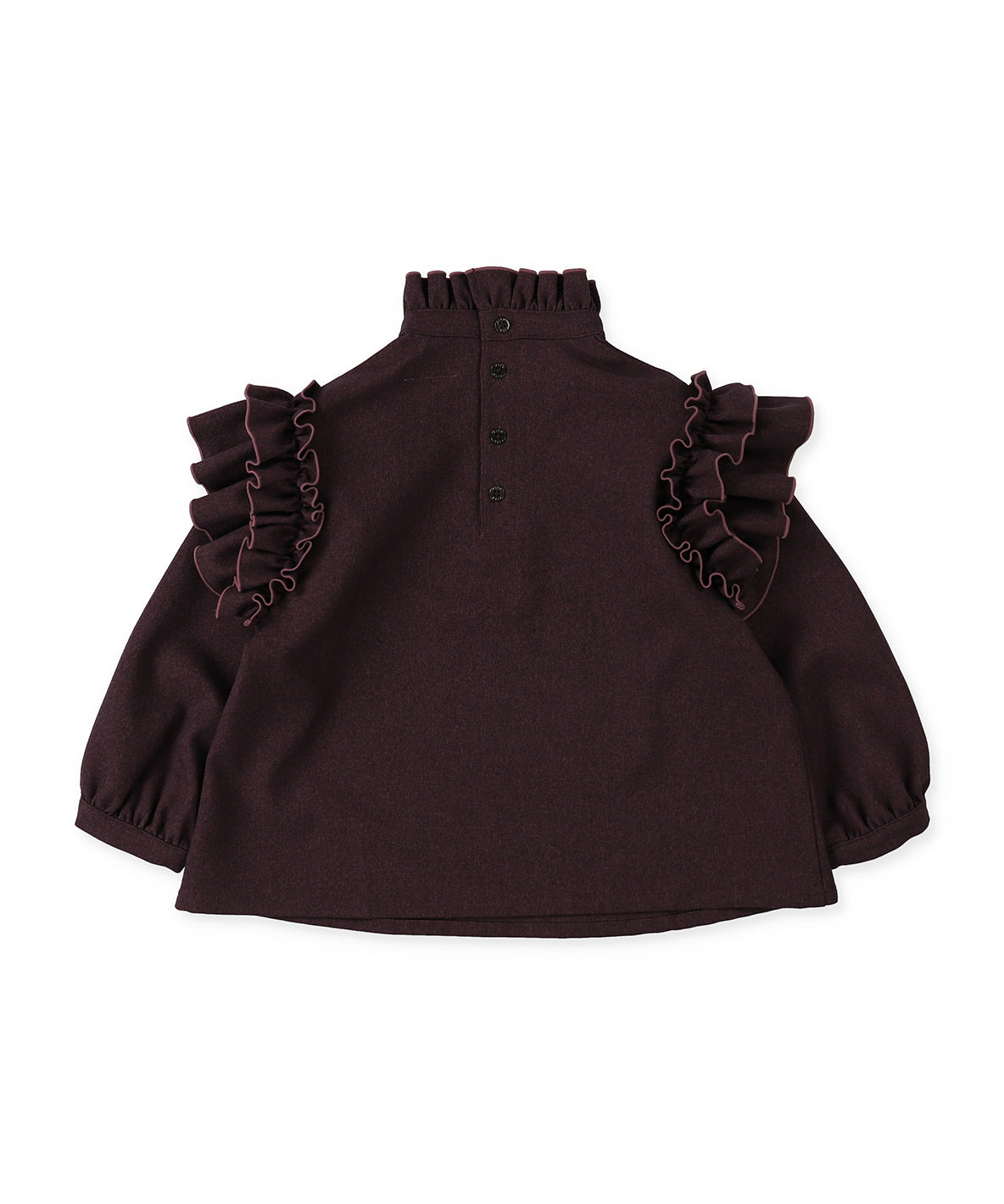Mottled Serge Stretchy Ruffled Blouse