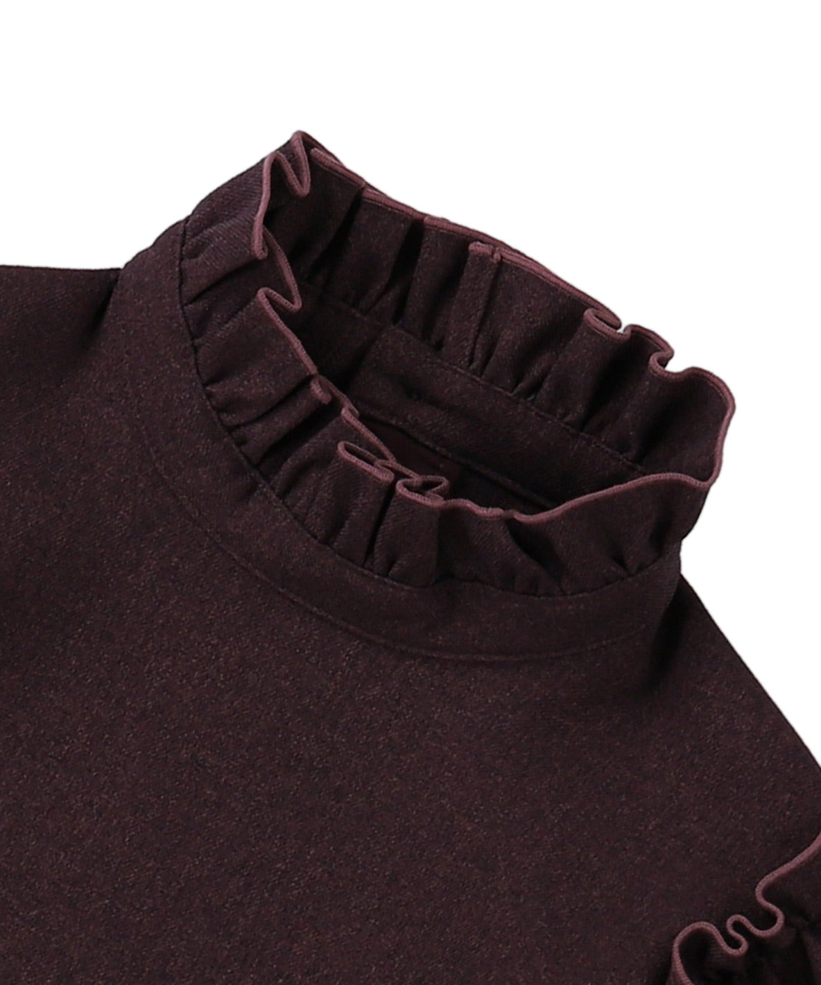 Mottled Serge Stretchy Ruffled Blouse