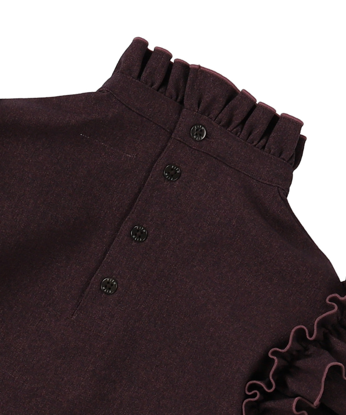 Mottled Serge Stretchy Ruffled Blouse
