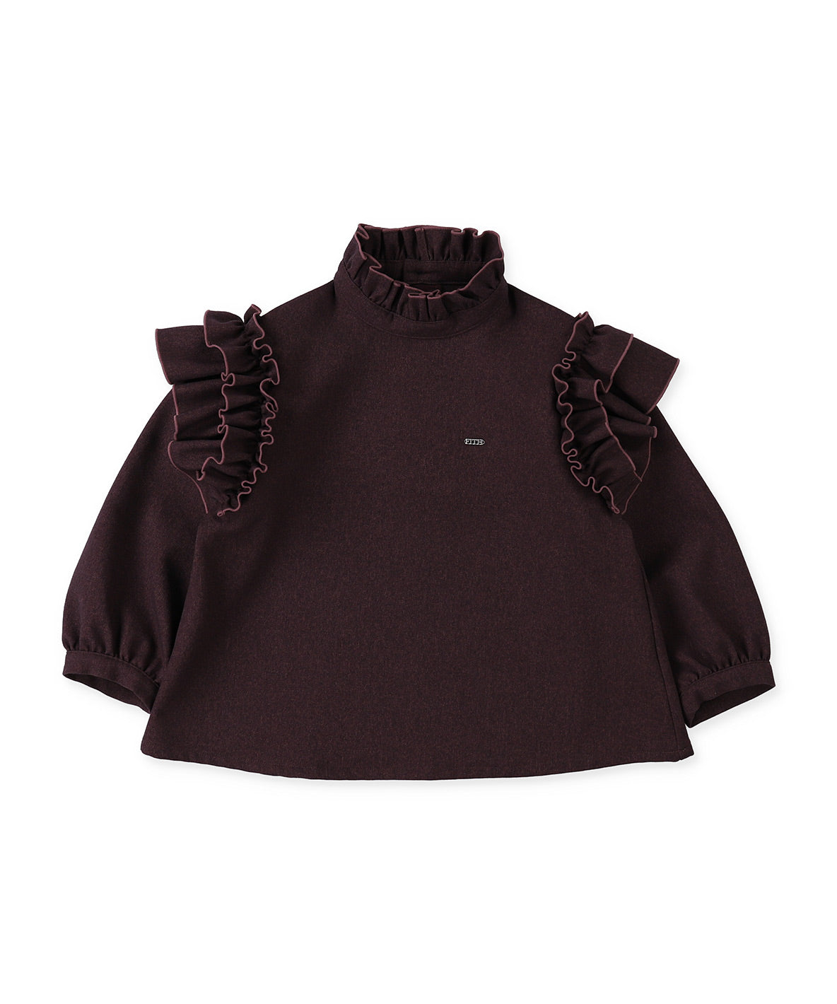 Mottled Serge Stretchy Ruffled Blouse