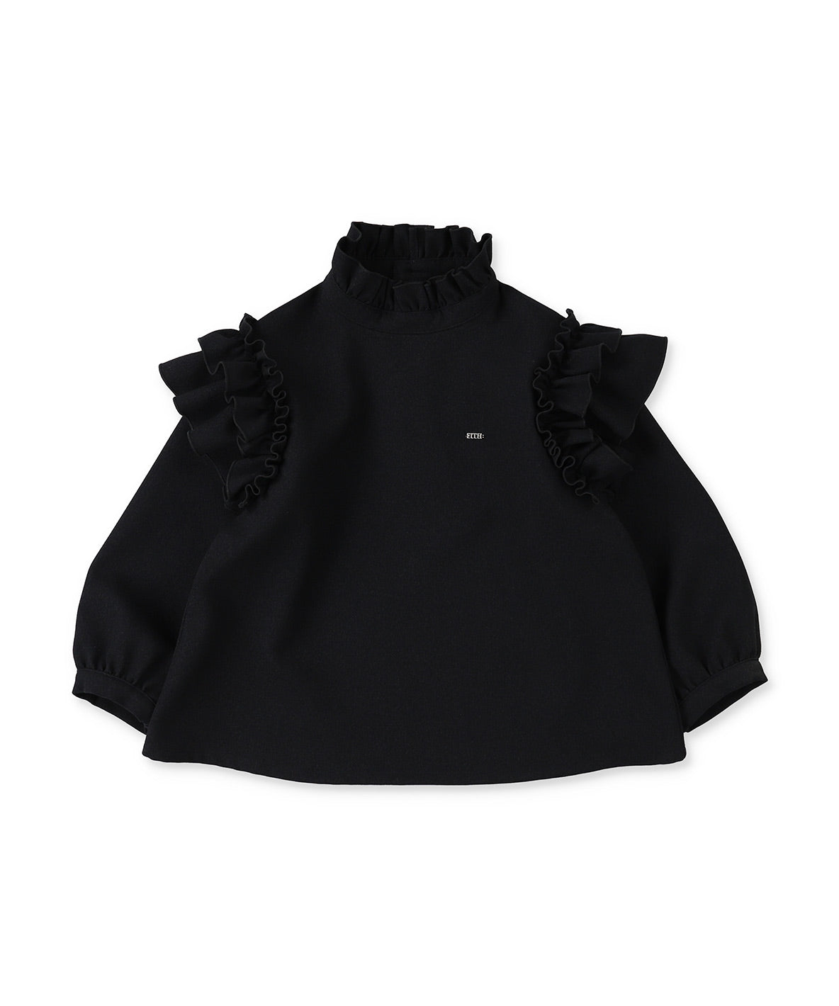 Mottled Serge Stretchy Ruffled Blouse