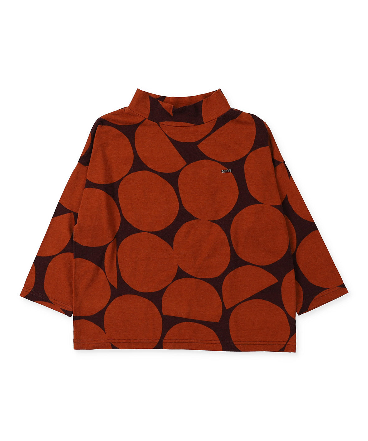 Cotton Jersey Dot Printed Mockneck T-shirt