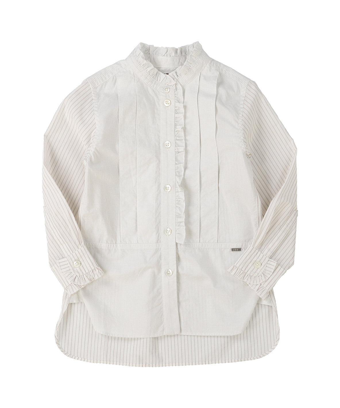Poplin Striped Ruffle Blouse