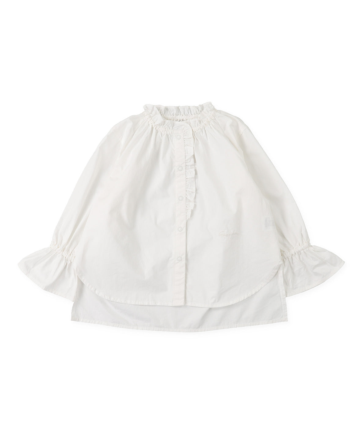 Ruffled High Gauge Cotton Blouse