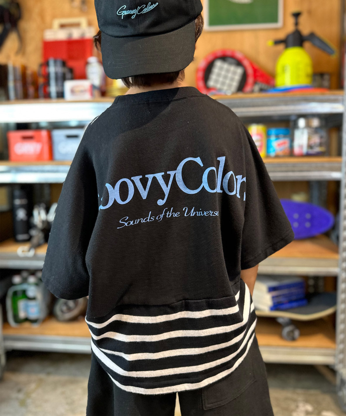 Cotton Jersey Striped Switched Wide TEE