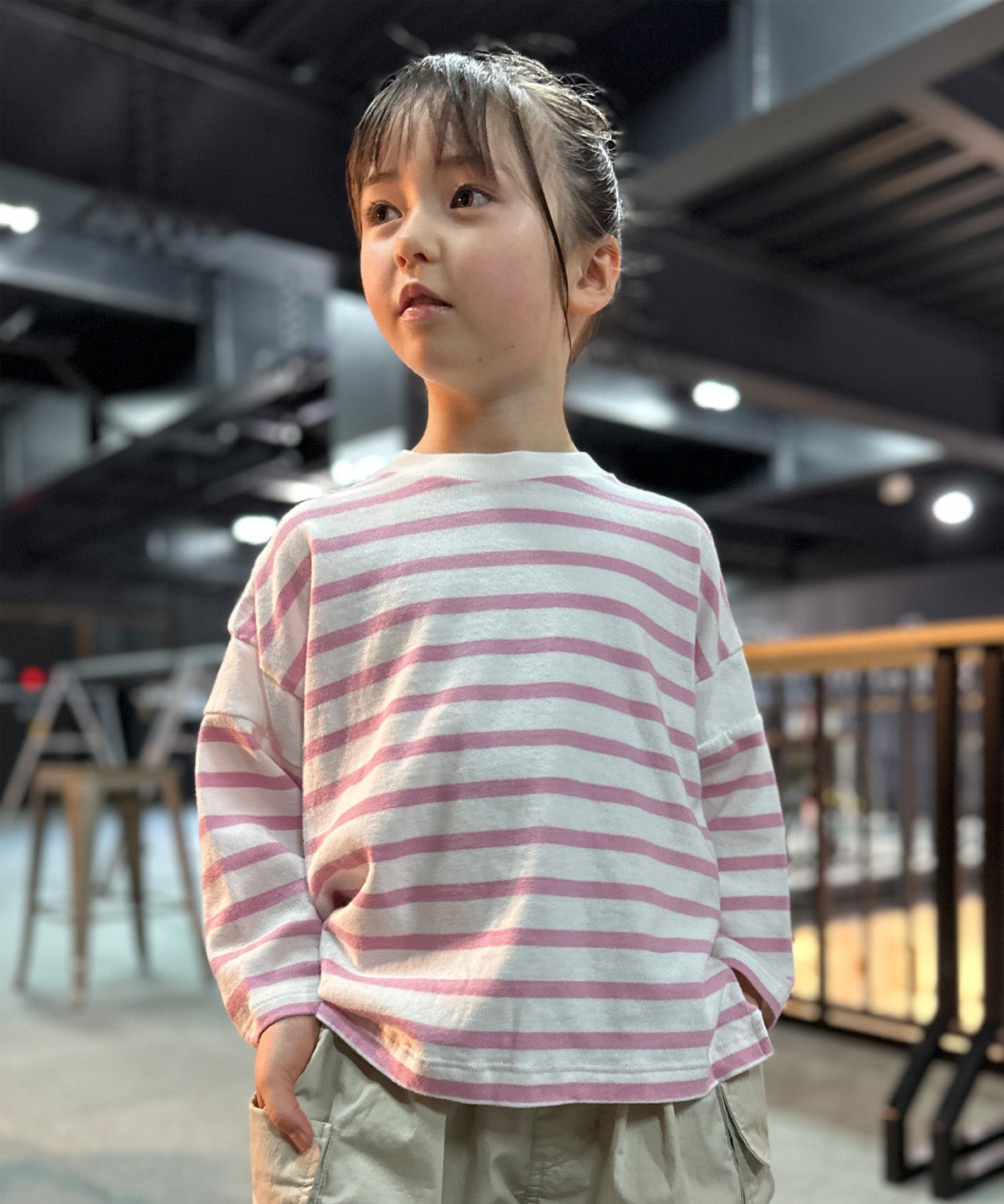 Striped Side Slit WIDE TEE