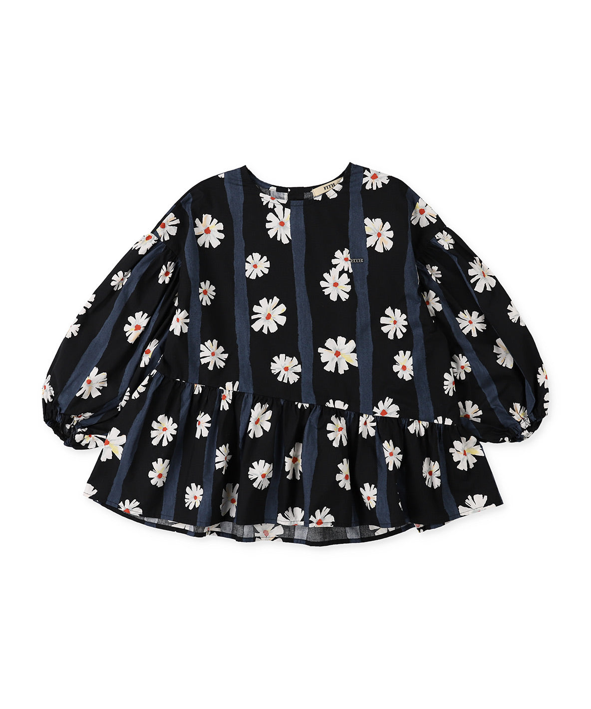 Flower Print and Gathered Pullover
