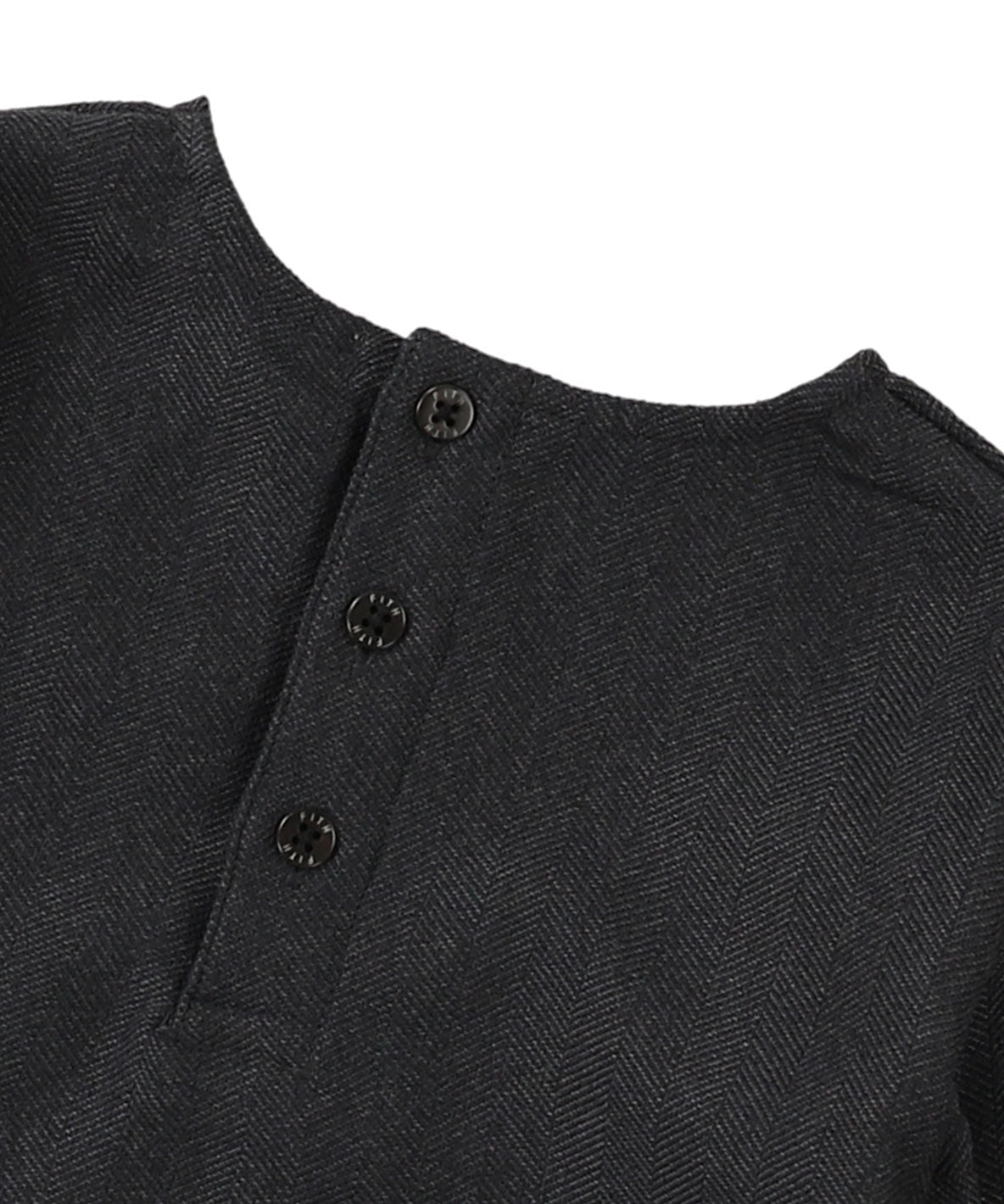 Melange Herringbone Tweed Frilled Pullover