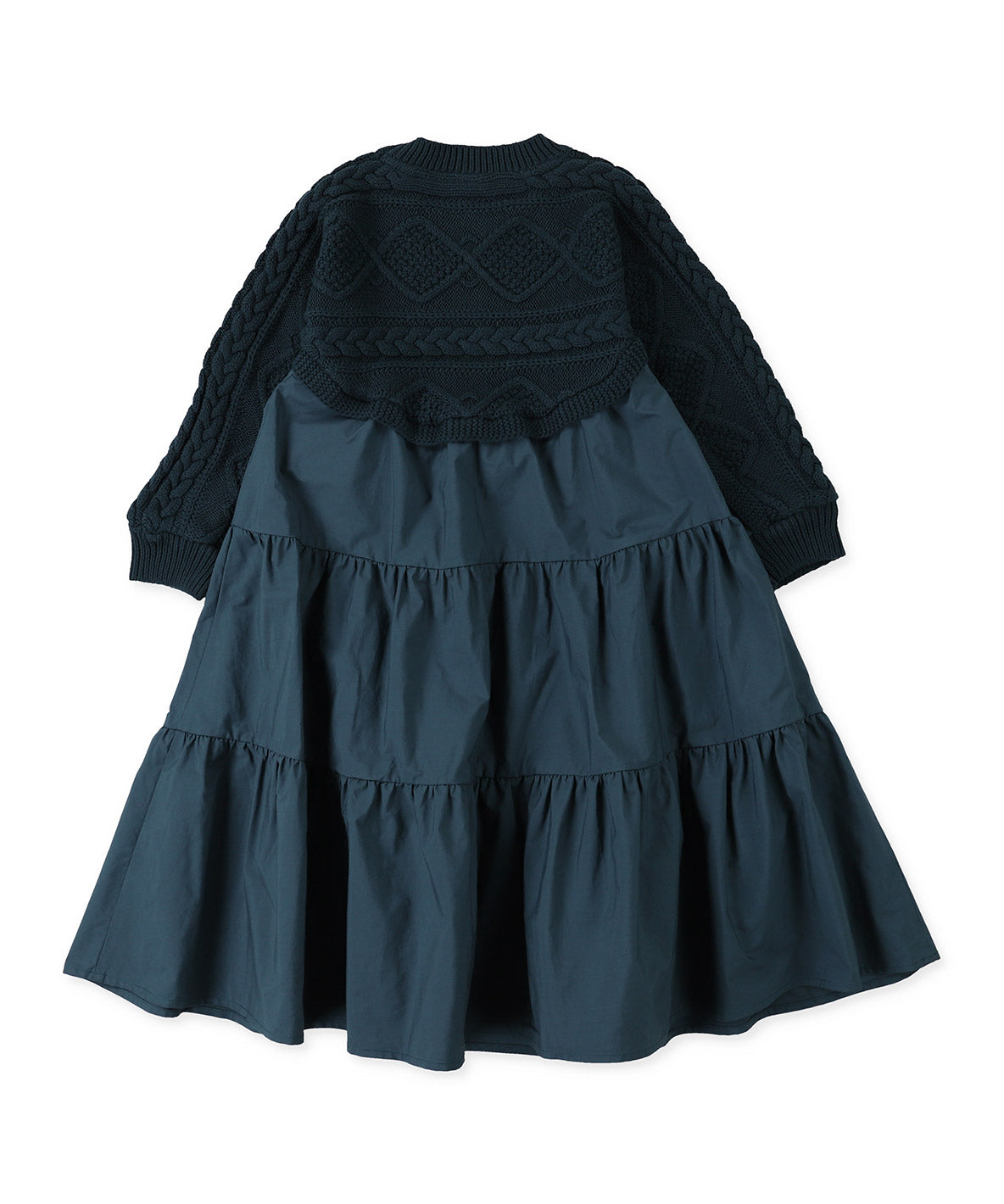 Fabric and Knit Tiered Dress