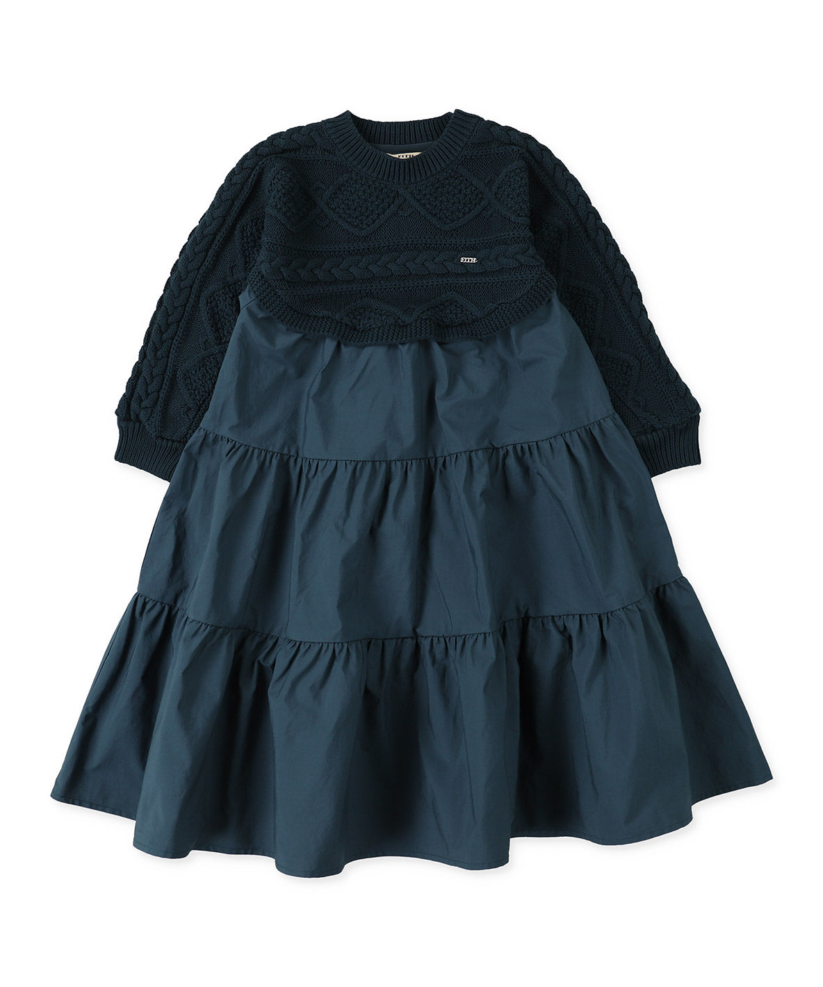 Fabric and Knit Tiered Dress