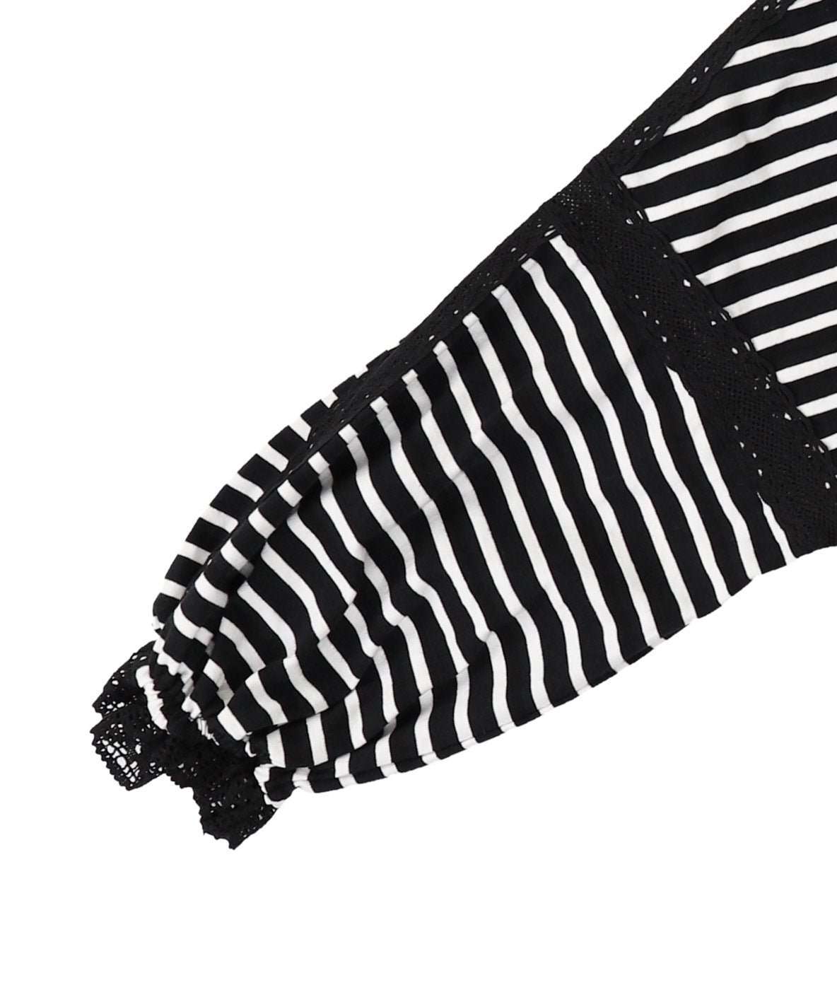 Striped and Lace Smoked L/S T-shirt