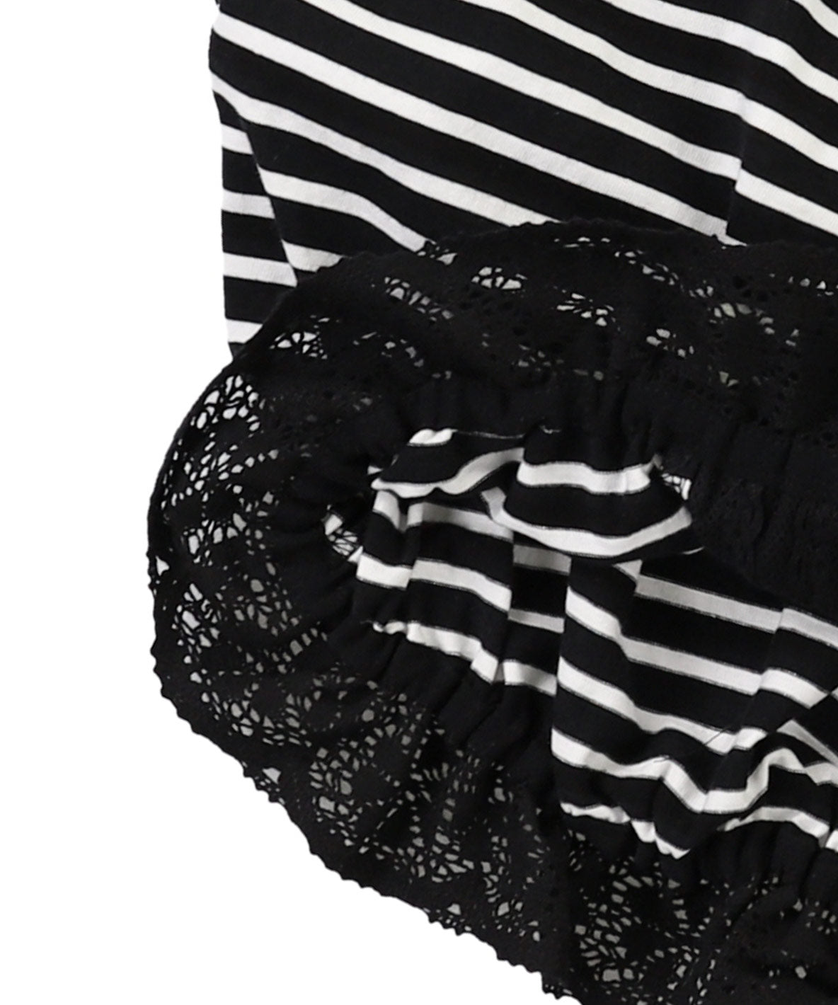Striped and Lace Smoked L/S T-shirt