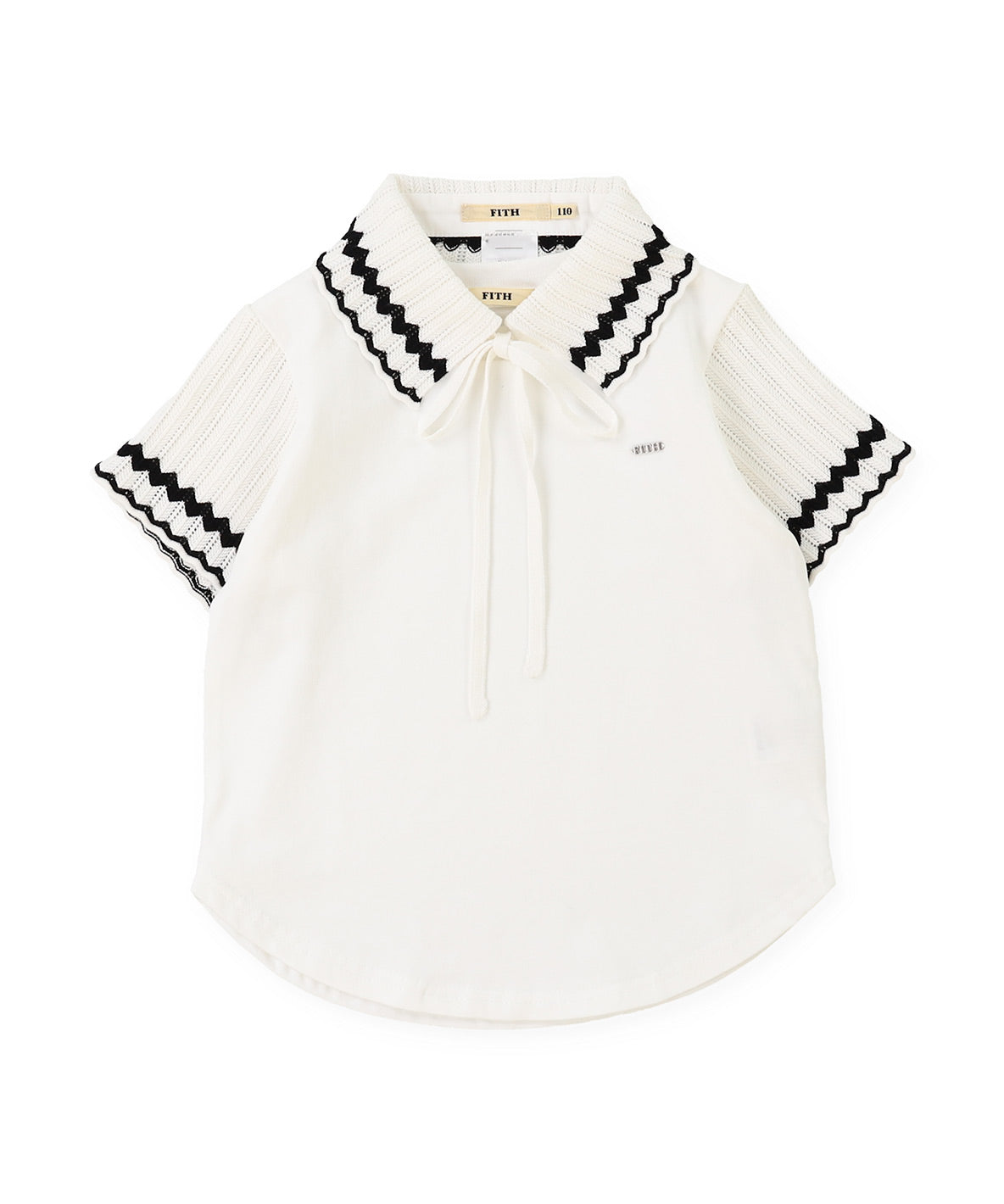 Smooth Cotton Jersey and Knitted Collar S/S T-shirt