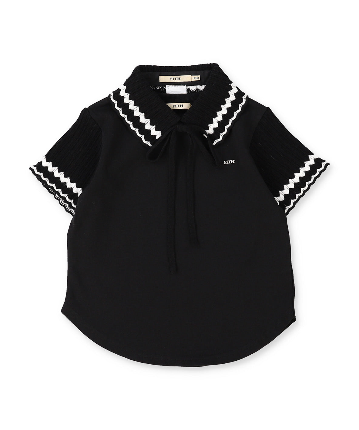 Smooth Cotton Jersey and Knitted Collar S/S T-shirt