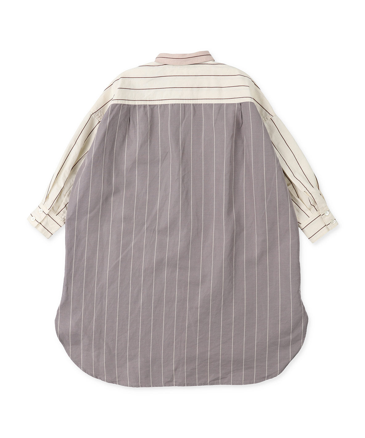 Cotton and Linen Weather Striped Shirt Dress