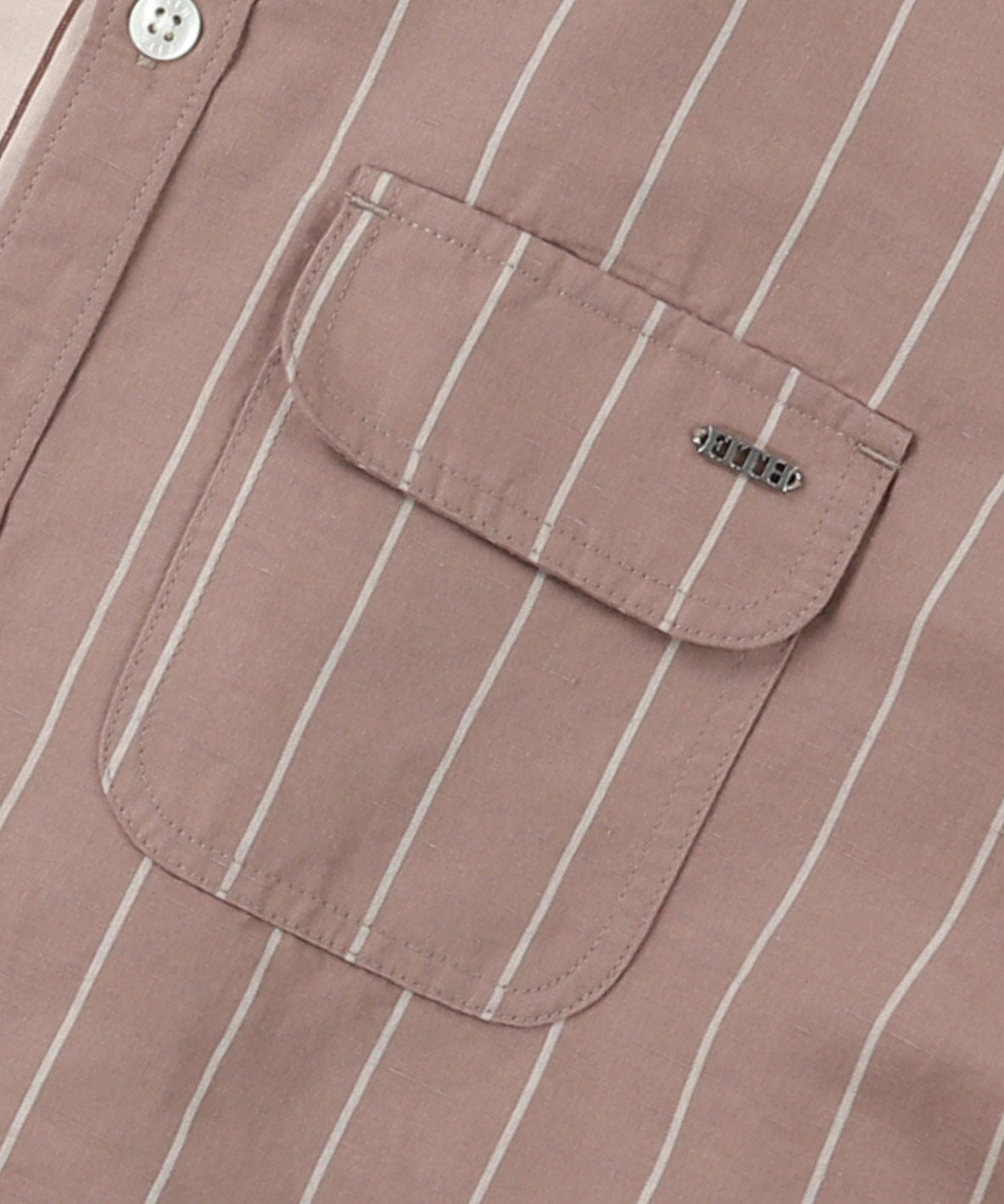 Cotton and Linen Weather Striped Shirt Dress