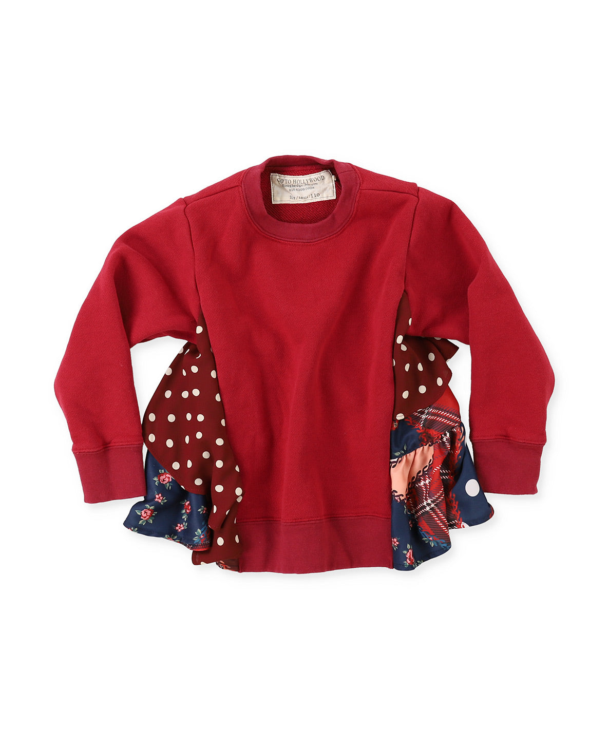 Patchwork Quilted Print Frilled Back Sweatshirt