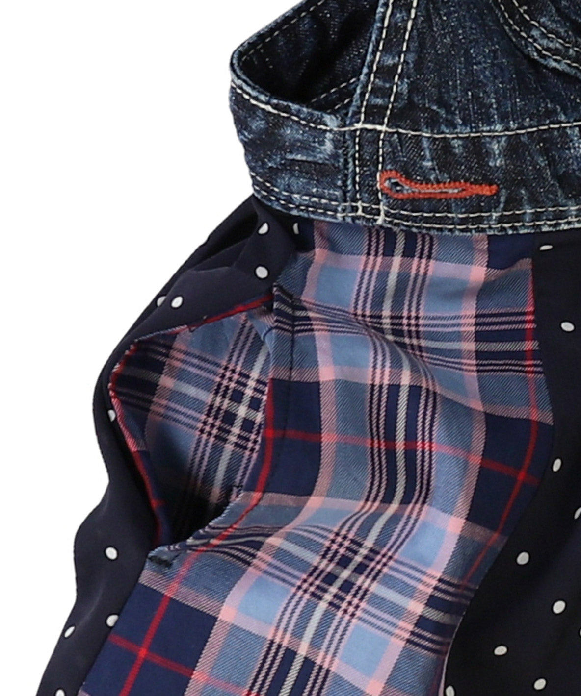 Plaid Switching Pleated Jumper Skirt
