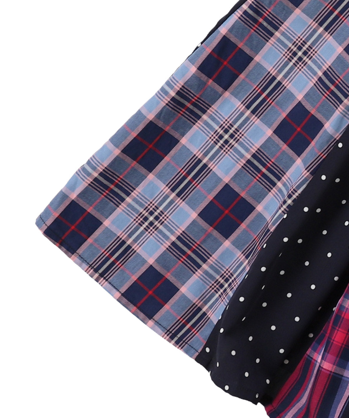 Plaid Switching Pleated Jumper Skirt