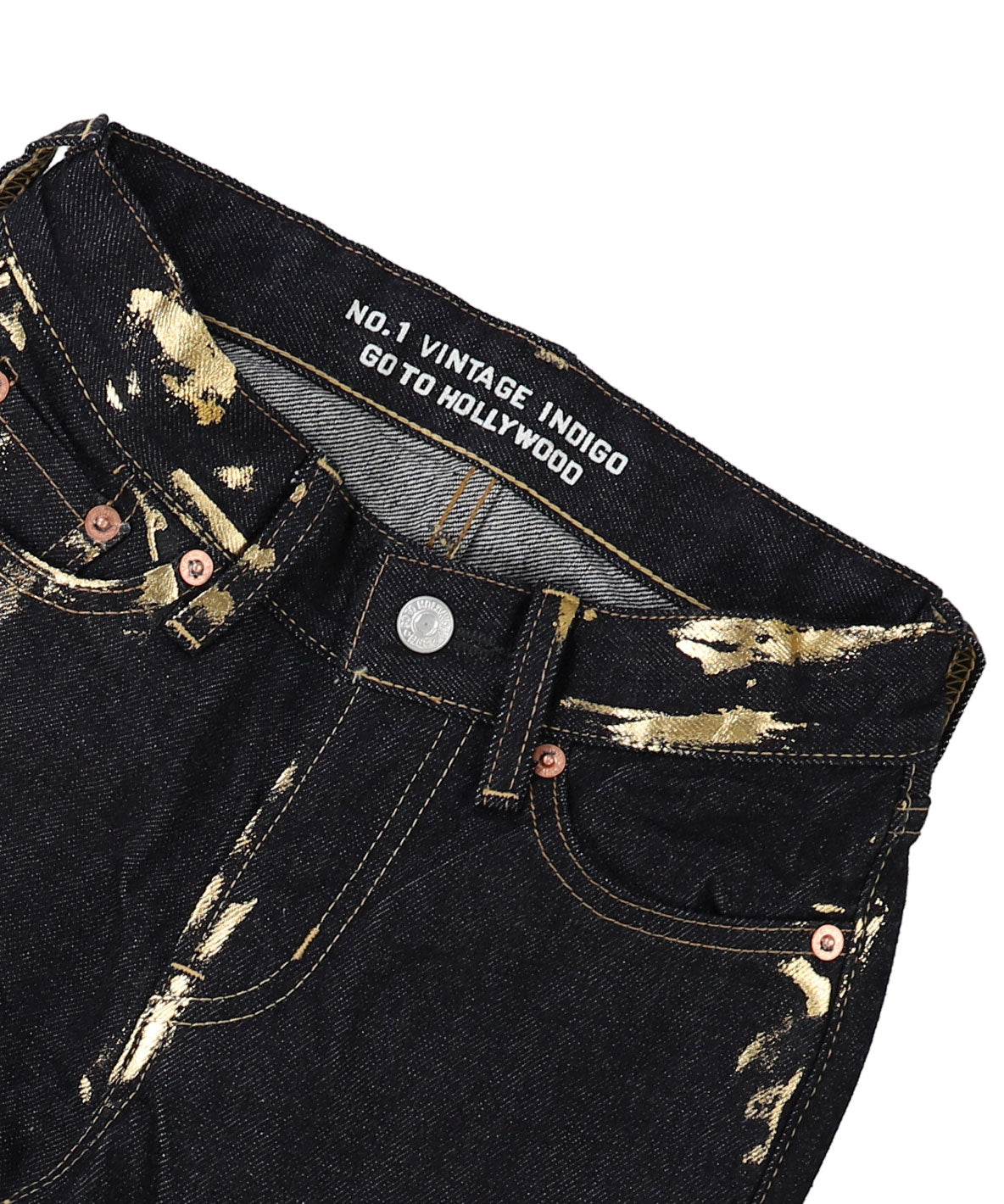 Shiny Denim Loose 5 Pocket Pants