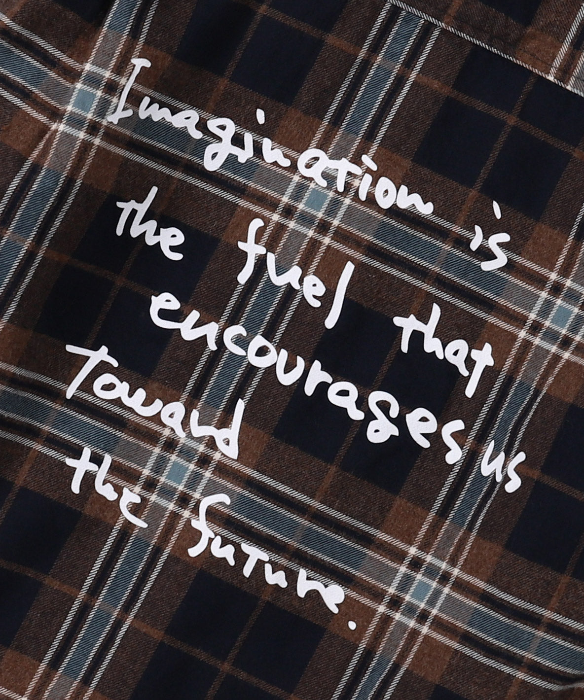 Wool Plaid Band Collar Graffiti Shirt