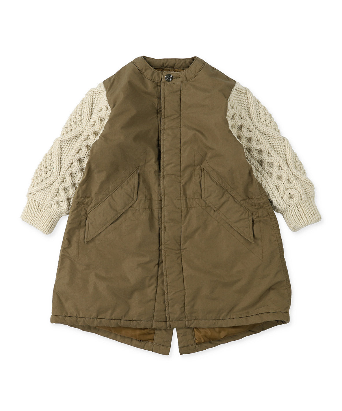 Weathercloth Handknitted-Sleeves Coat