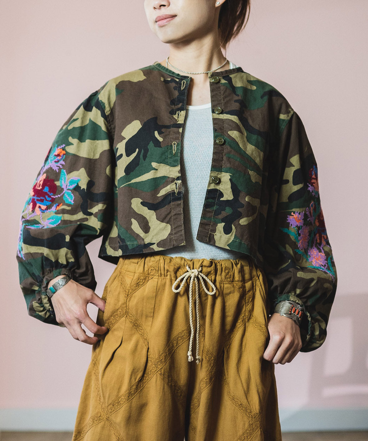 Camouflage Puffed Sleeve JK