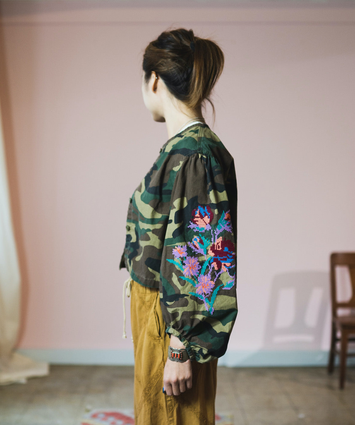 Camouflage Puffed Sleeve JK