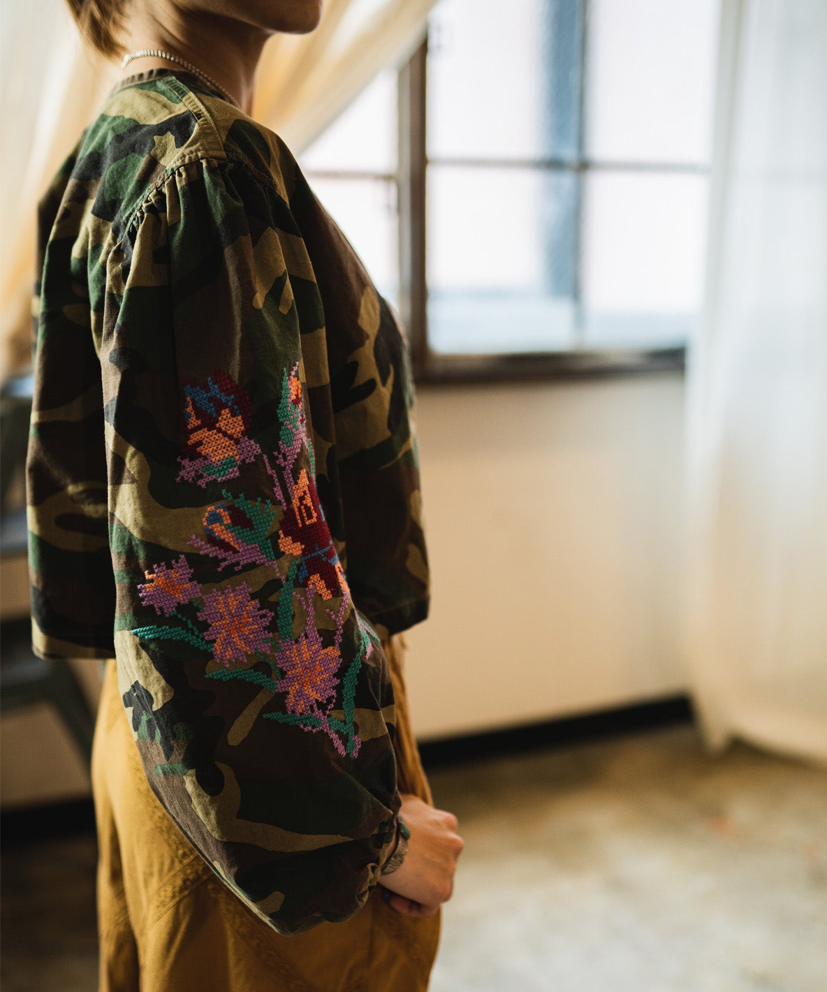 Camouflage Puffed Sleeve JK