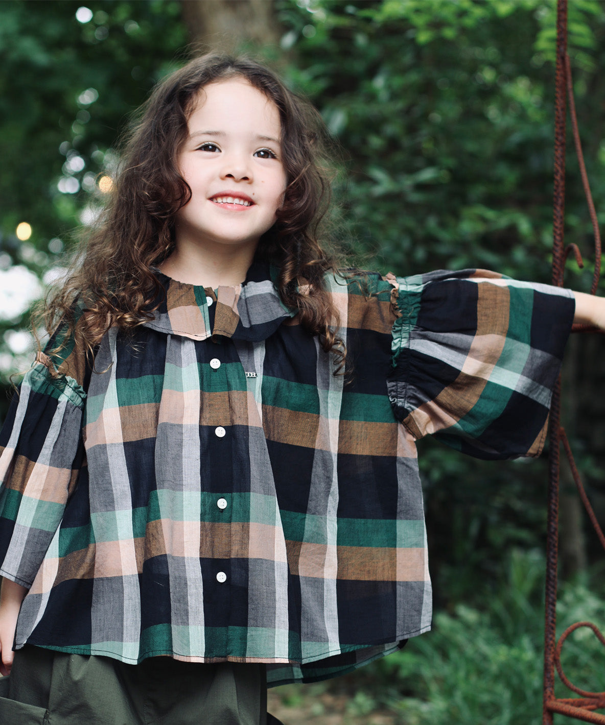 Cotton and Linen Plaid Blouse
