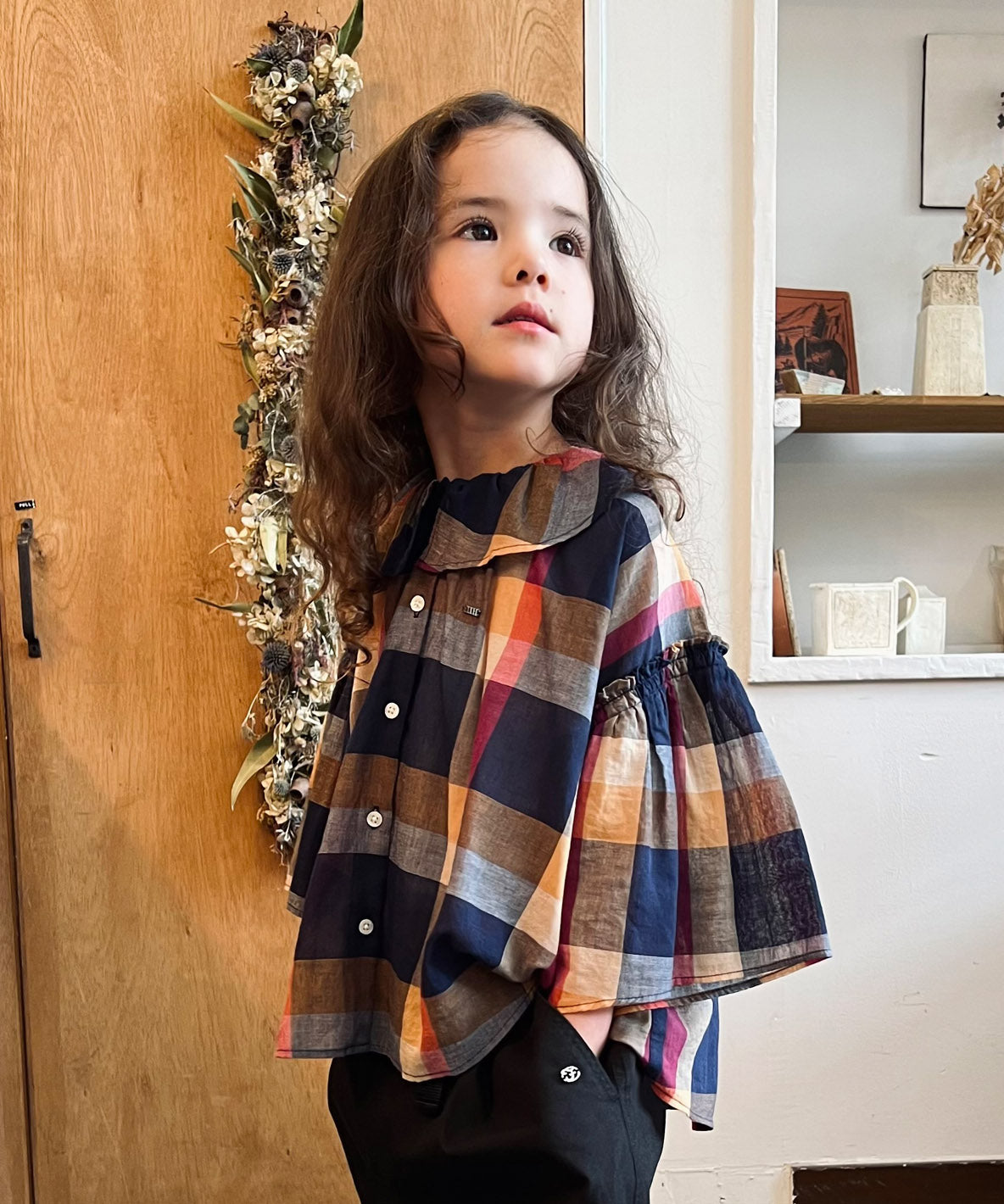 Cotton and Linen Plaid Blouse