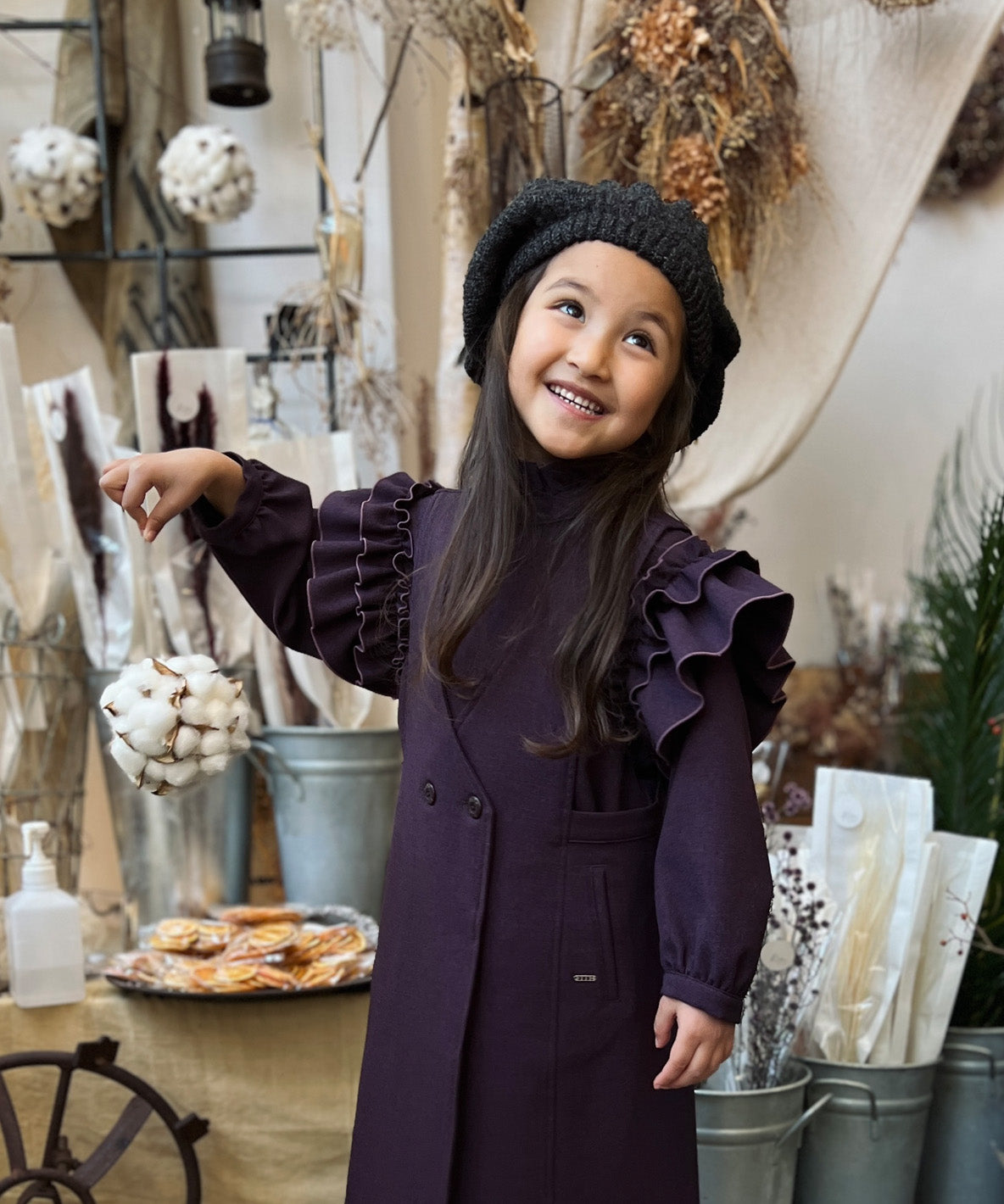 Mottled Serge Stretchy Ruffled Blouse