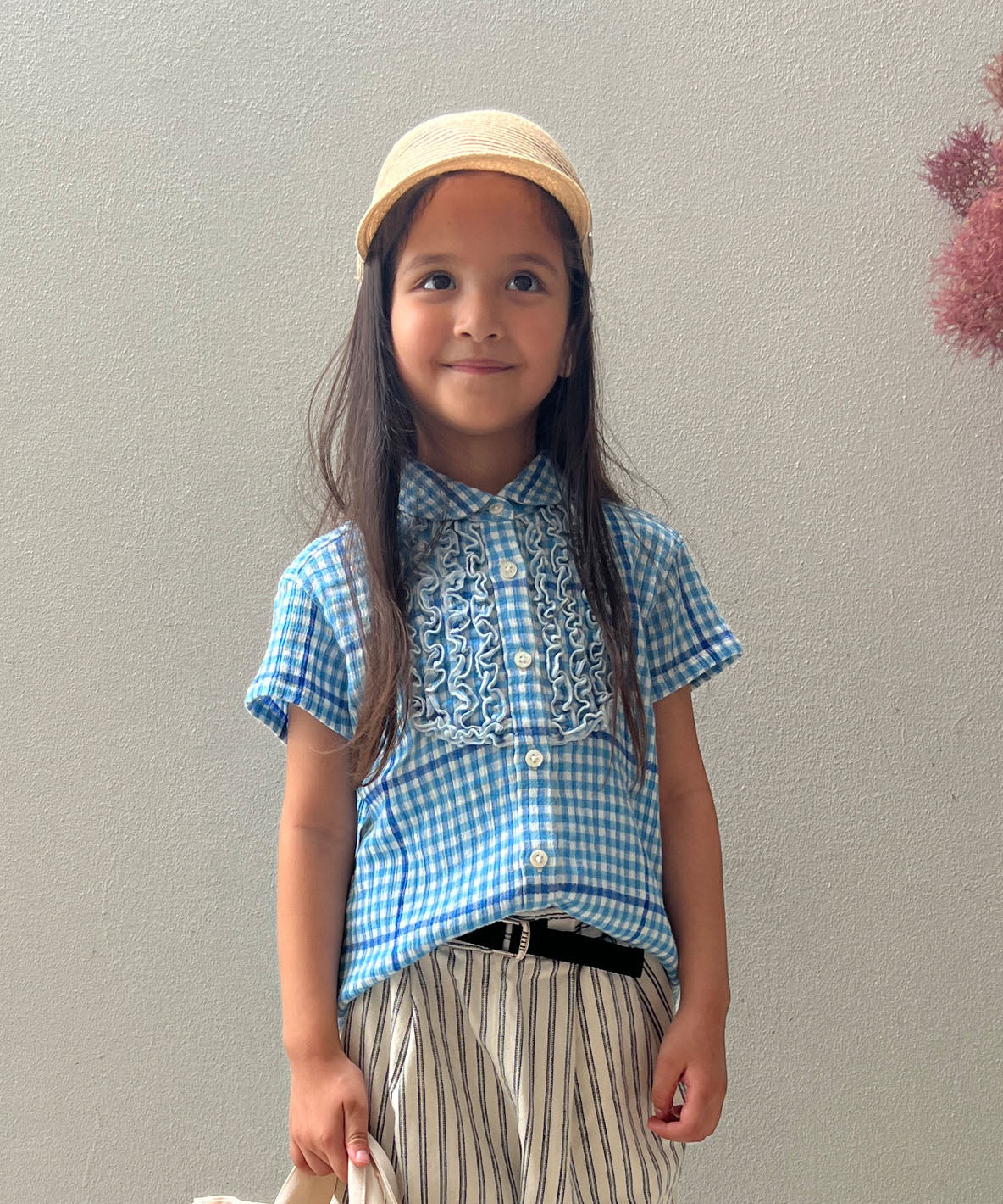 Frilly Gingham Plaid Shirt