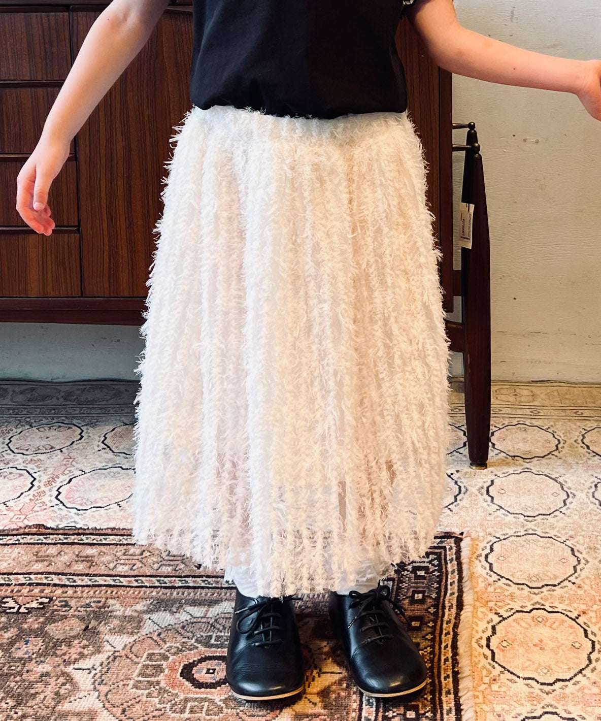 Feather Tulle Long Skirt