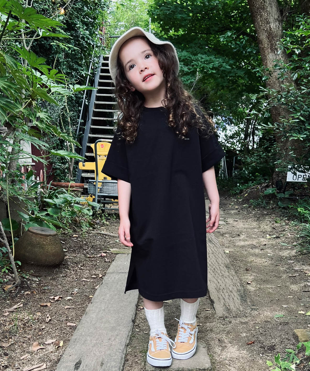 Cotton Jersey Back Logo Long Dress