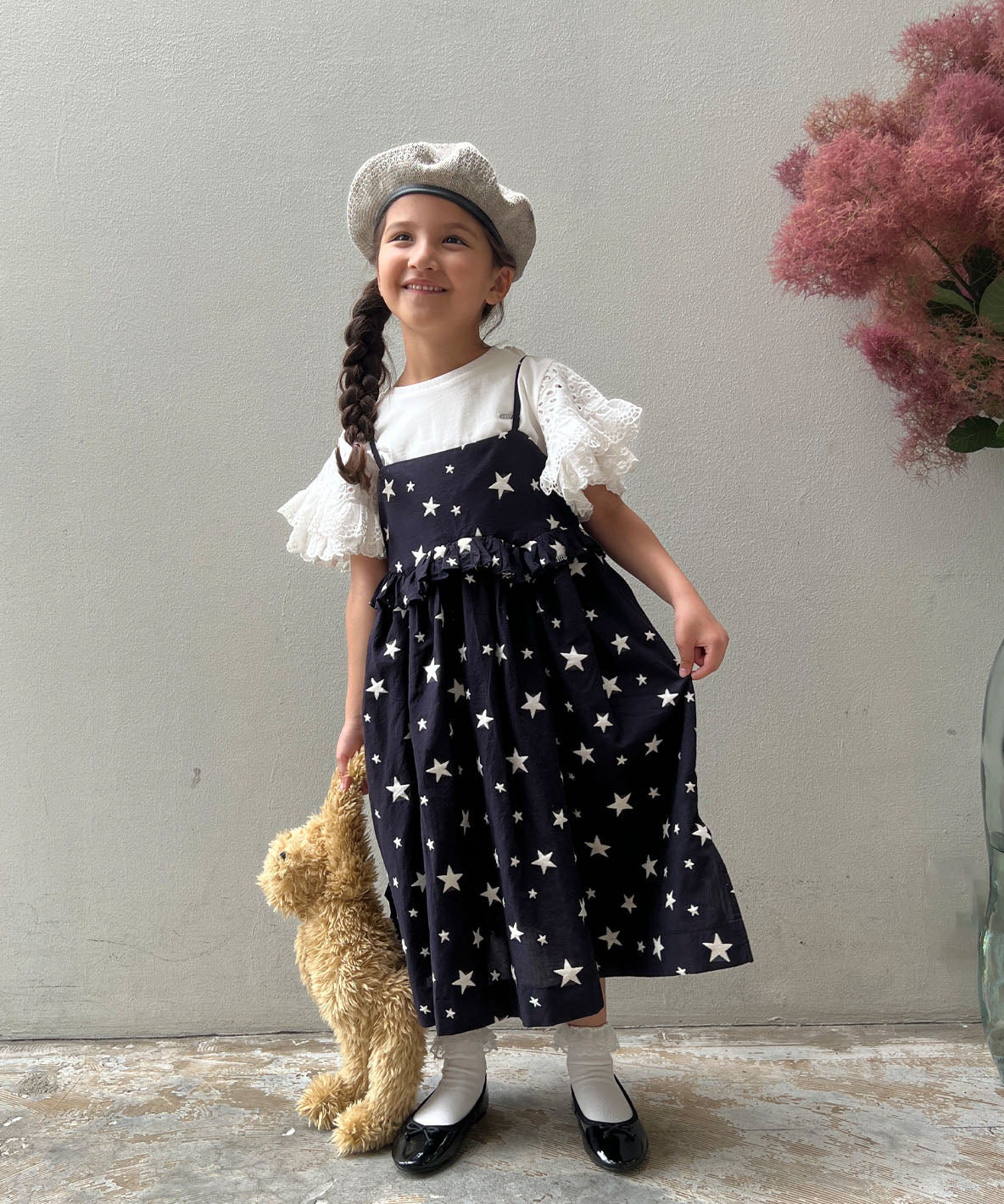 Star Jacquard Frilly Dress