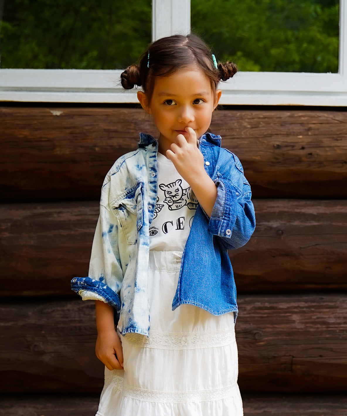Tulle Collar Denim Shirt JK