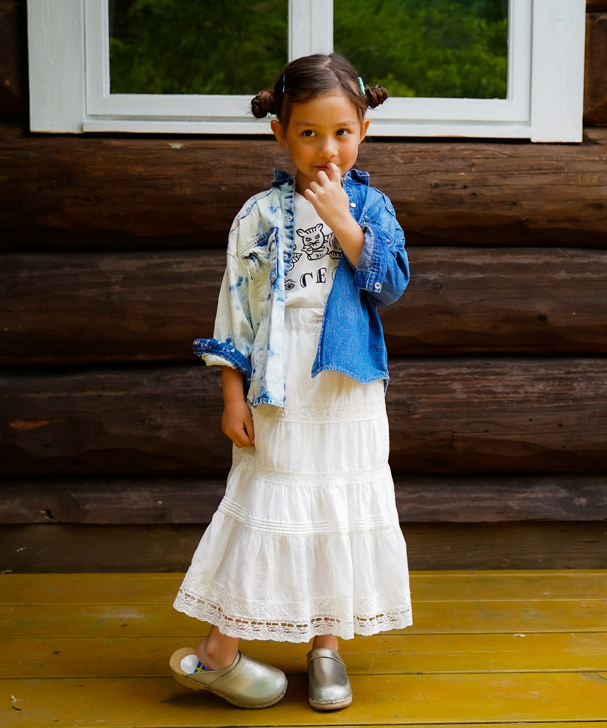 Tulle Collar Denim Shirt JK